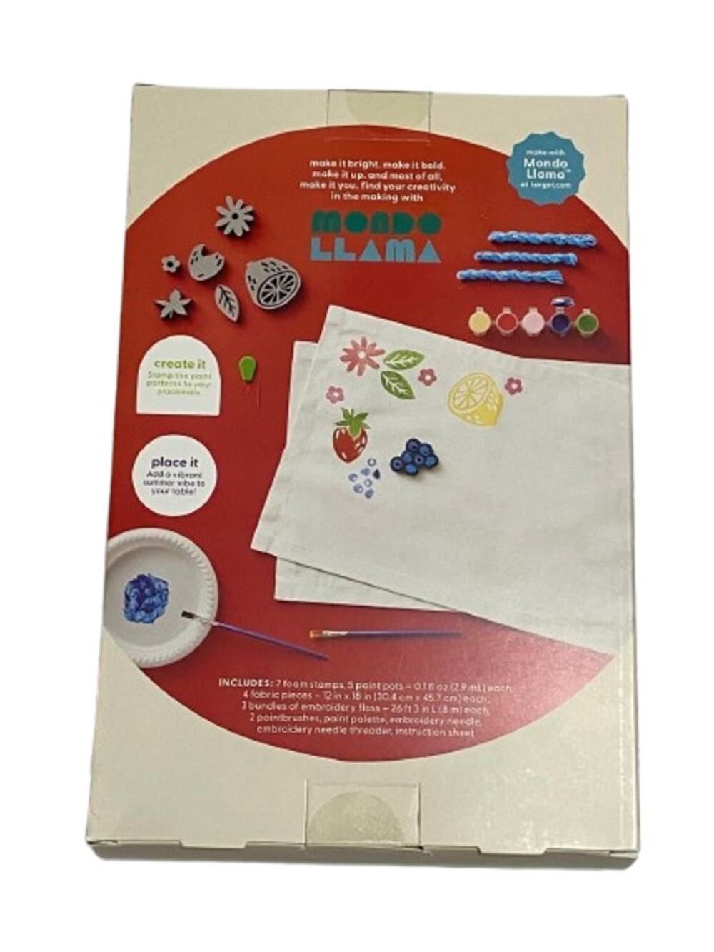 Mondo Llama Stamp Printed Placemats Craft Kit DIY Kids Art Set Makes 4 New